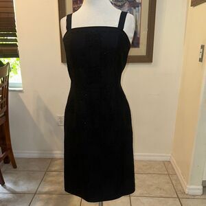 TAHARI Elegant Black Embroidered Beaded Women's Silk Blend Dress Size 4